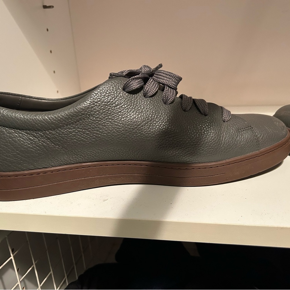 Prada Hammered Low-Top Sneakers in Green Leather - Picture 8 of 8